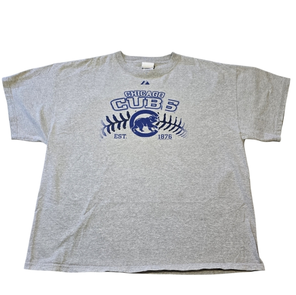 XXL Gray and Blue Chicago Cubs Short Sleeve Shirt